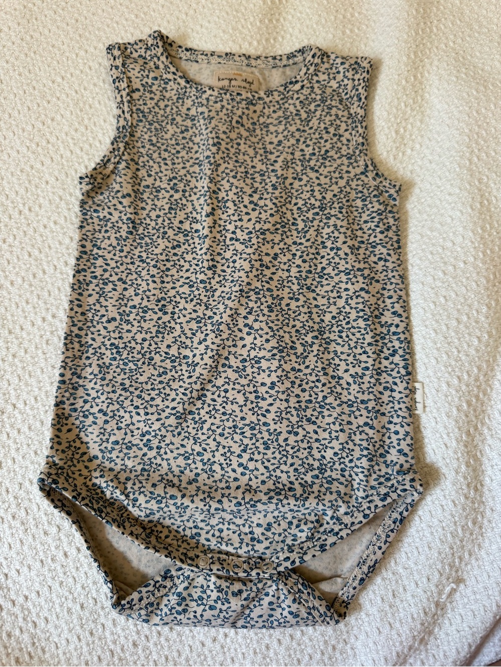 Konges Slojd Organic Cotton Blue Floral Sleeveless Baby Bodysuit